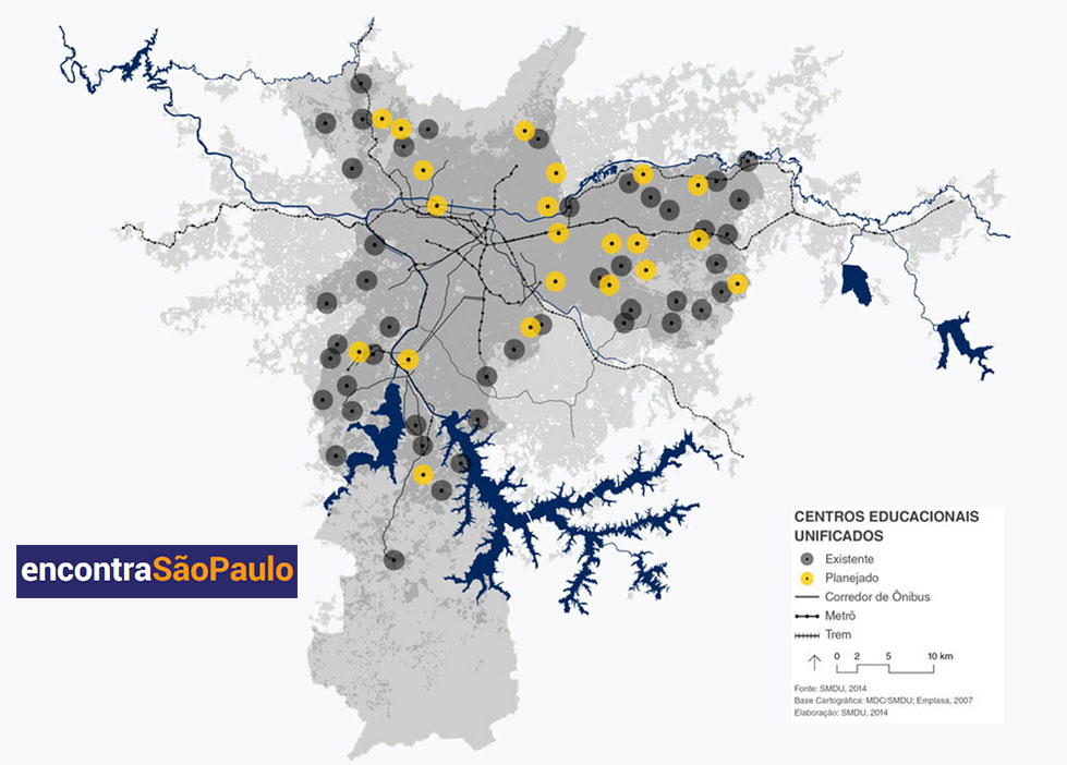 Mapa dos CEUs no Município de São Paulo