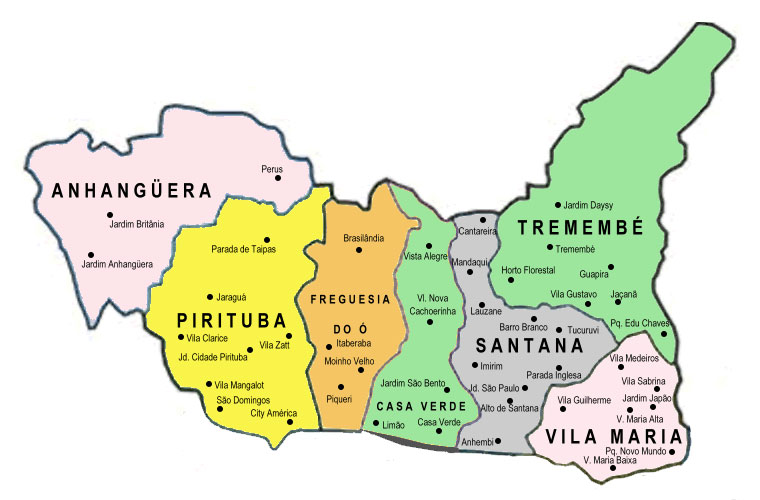 Mapa da Zona Norte de São Paulo
