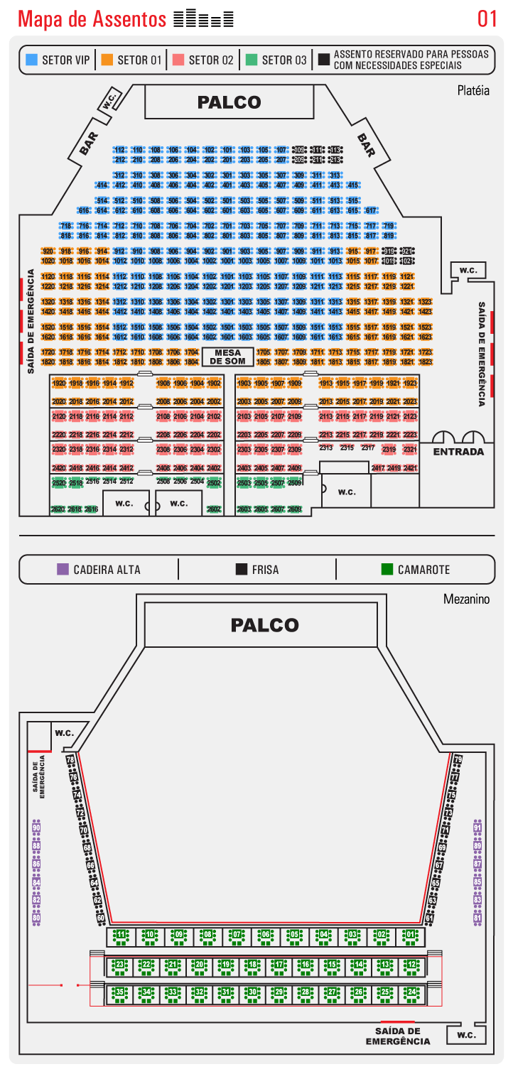 Tom Brasil SP Mapa de Assentos